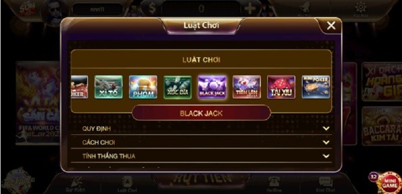 Luật chơi Blackjack Sunwin cơ bản